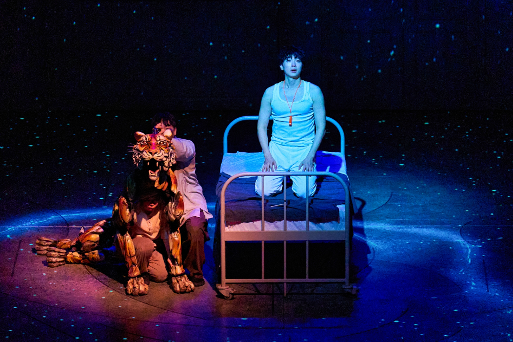 연극 ‘라이프 오브 파이’의 파이(박강현)과 벵갈 호랑이 리처드 파커. 에스앤코 제공