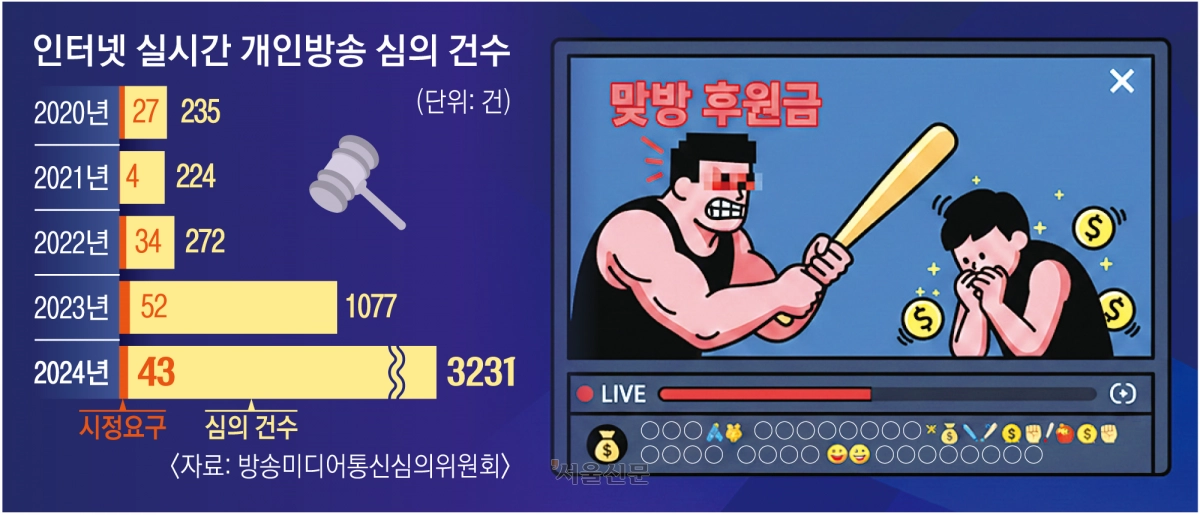 인터넷 실시간 개인방송 심의·시정요구 건수
