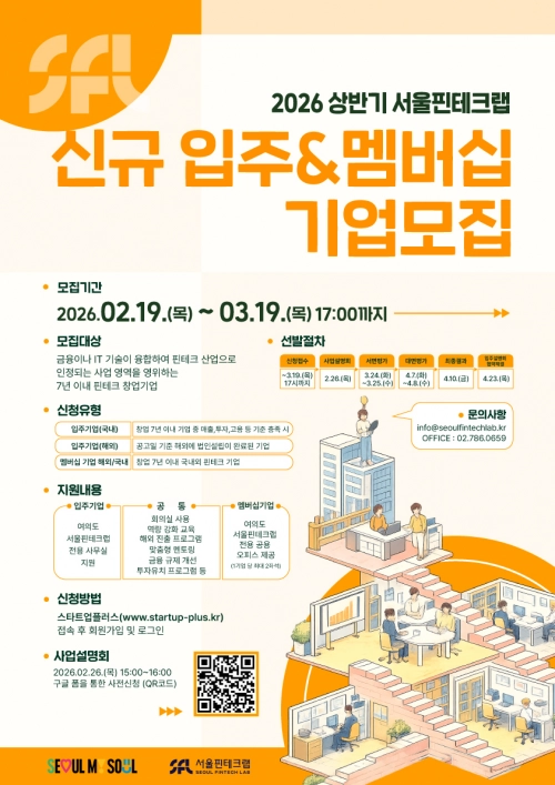 ‘서울핀테크랩’ 입주기업 모집 포스터. 서울시 제공