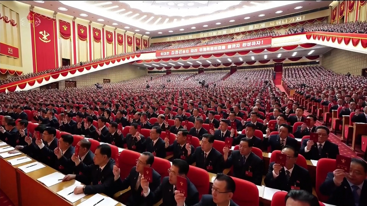 북한은 지난 19일 평양 4ㆍ25문화회관에서 김정은 국무위원장이 참석한 가운데 노동당 제9차 대회를 개막했다고 조선중앙TV가 20일 보도했다. 2026. 2. 20. 연합뉴스