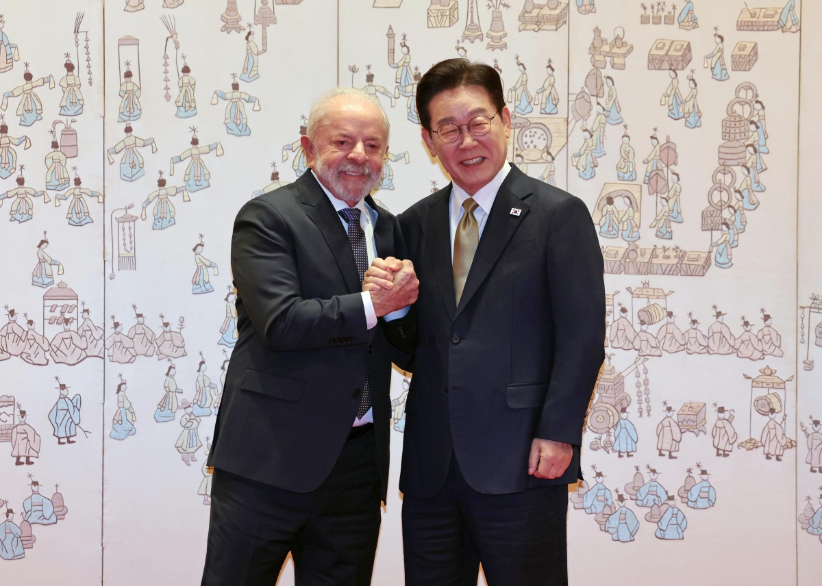 기념촬영하는 한-브라질 정상