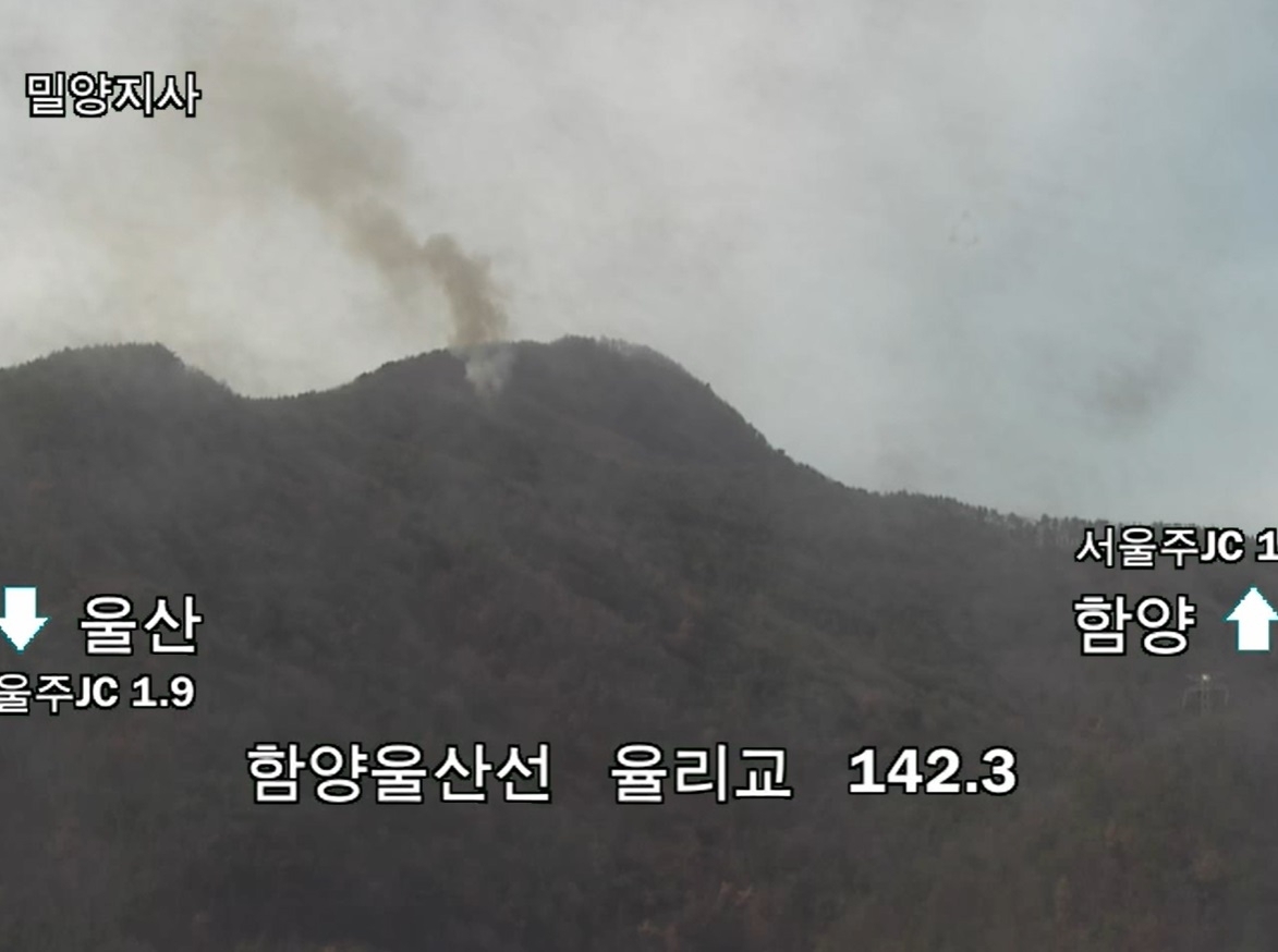 울산 울주군 청량읍 노방산 산불 현장. 울산소방본부 제공