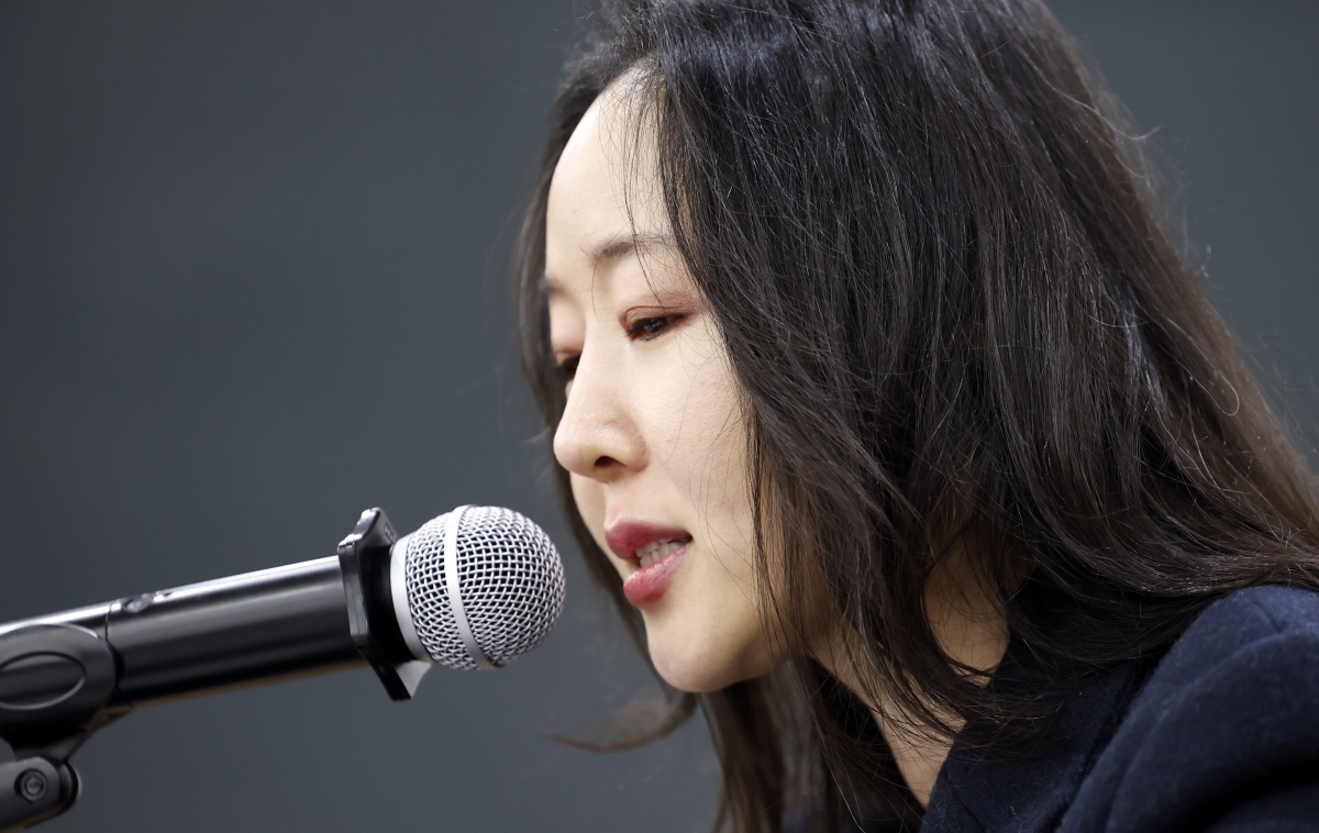 발언하는 민희진 오케이 레코즈 대표