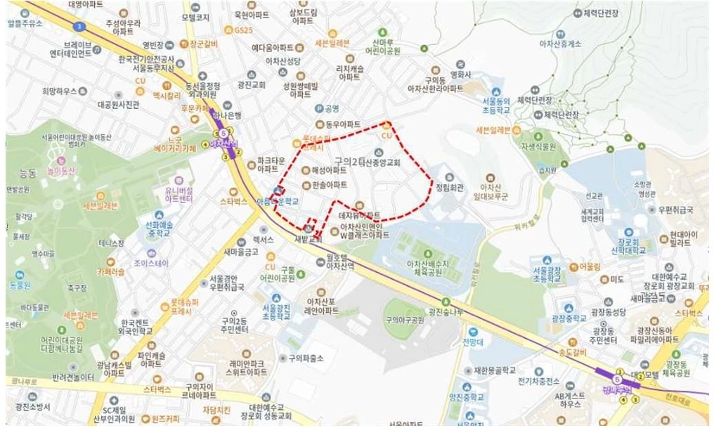 후보지 선정 지역인 광진구 구의동 46. 서울시 제공
