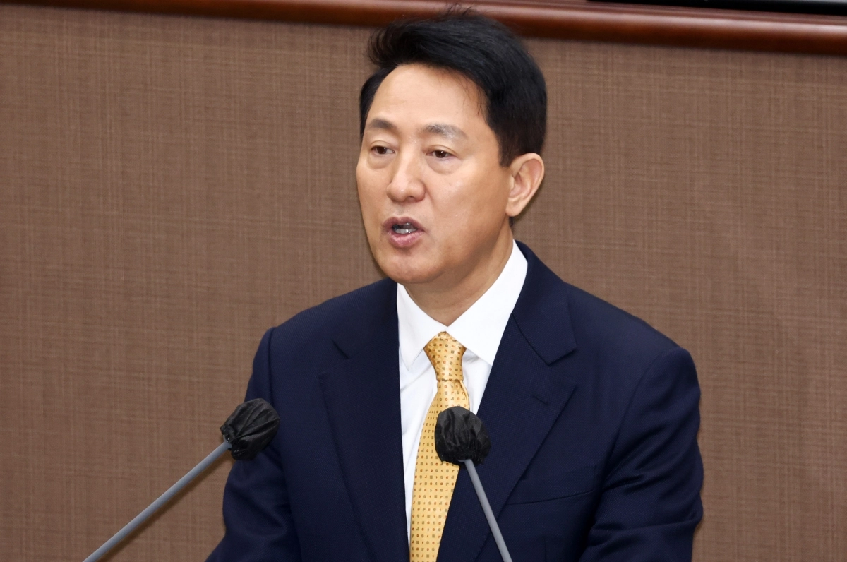 서울시의회 임시회 개회식 인사말하는 오세훈 시장