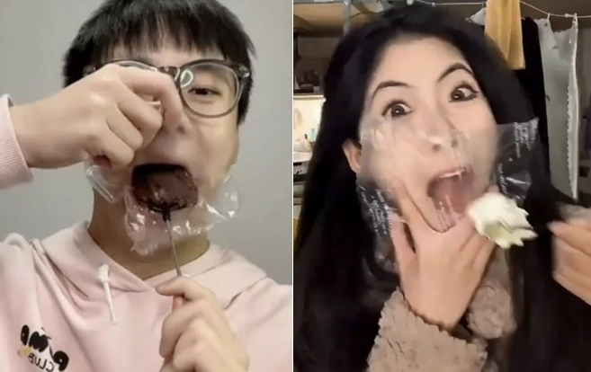 최근 중국의 젊은 세대를 중심으로 음식을 랩에 싸서 씹은 뒤 뱉어내는 이른바 ‘랩 다이어트’가 소셜미디어(SNS)를 중심으로 확산하고 있다. SNS 캡처