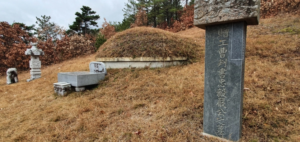 택민국학연구원 학술조사단과 김광순 원장이 문헌연구를 통해 밝혀낸 대구 군위군 의흥 조림산 신남촌에 있는 엄흥도의 묘. 박용덕 군위 향토사위원 제공
