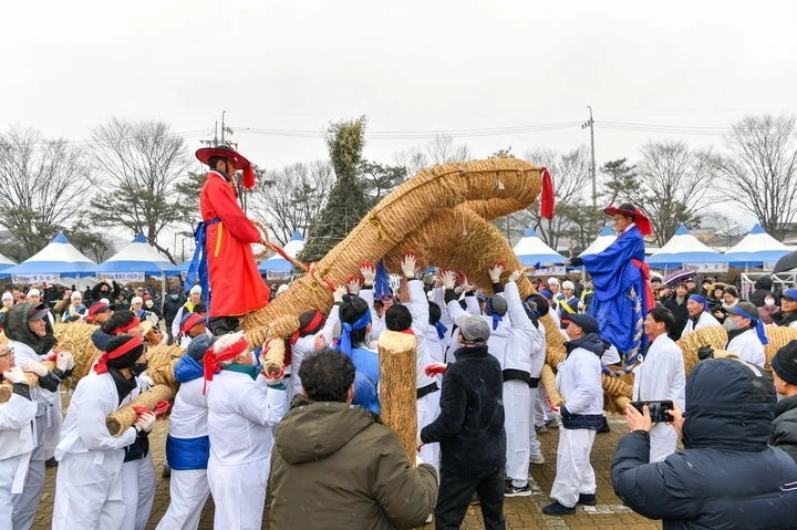 지난해 경북 영주시의 순흥초군청 민속문화제에서 열린 성하·성북 줄다리기 행사. 영주시 제공