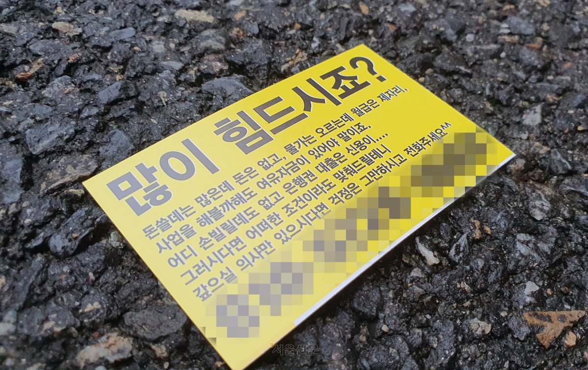 사진은 도로에 뿌려진 대출 전단지. 서울신문 DB. 도준석 전문기자