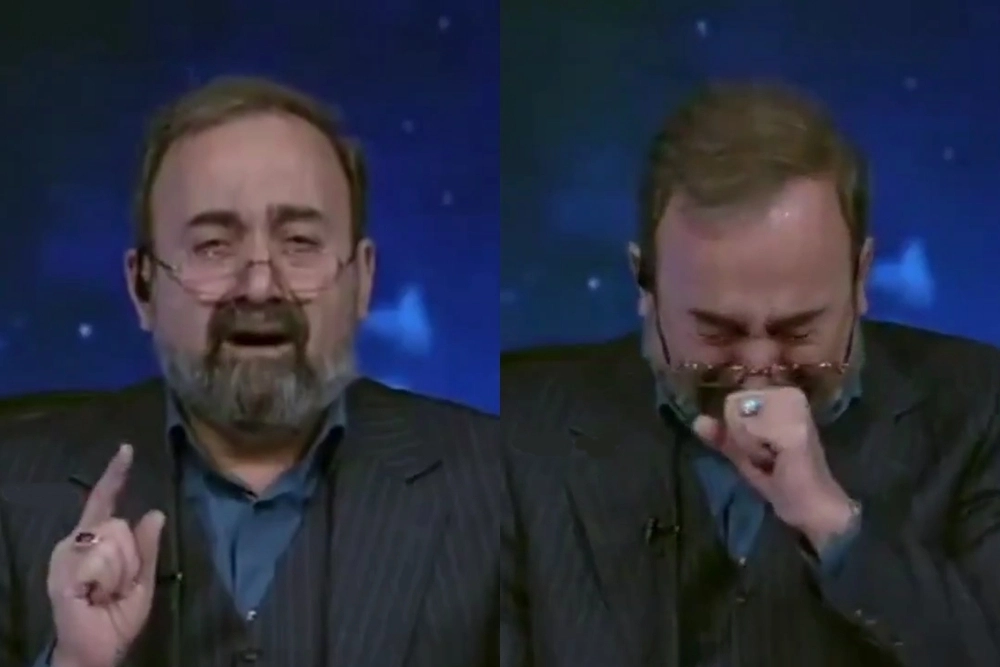 미국과 이스라엘의 전격 공습으로 이란 최고지도자 아야톨라 세예드 알리 하메네이가 사망한 가운데 이란 국영방송 앵커가 관련 소식을 전하며 오열하는 모습이 포착됐다. 엑스 캡처