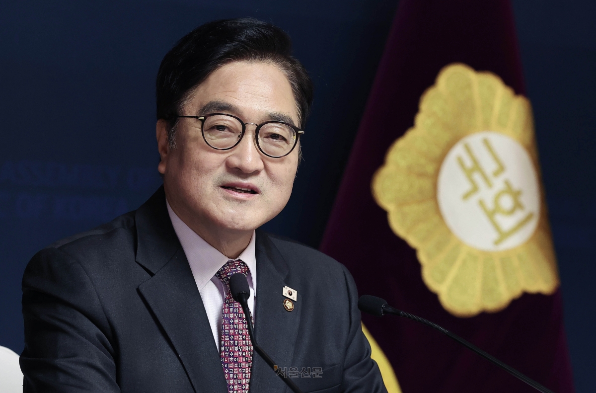 우원식 국회의장이 지난달 5일 오전 서울 여의도 국회 사랑재에서 열린 2026년 신년 기자회견에서 모두발언을 하고 있다. 2026.2.6 국회사진기자단