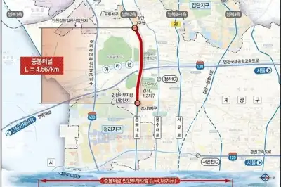 인천 ‘중봉터널’ 우선협상대상자 선정…2028년 착공