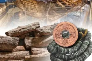 신안선의 자단목과 중국 동전