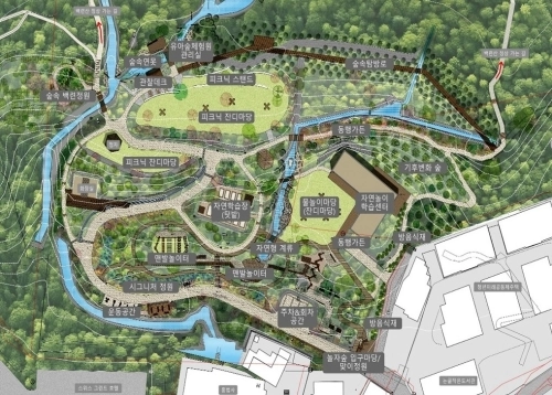 서울 서대문구 홍은동 백련근린공원 ‘놀자숲’ 계획도.   서대문구 제공