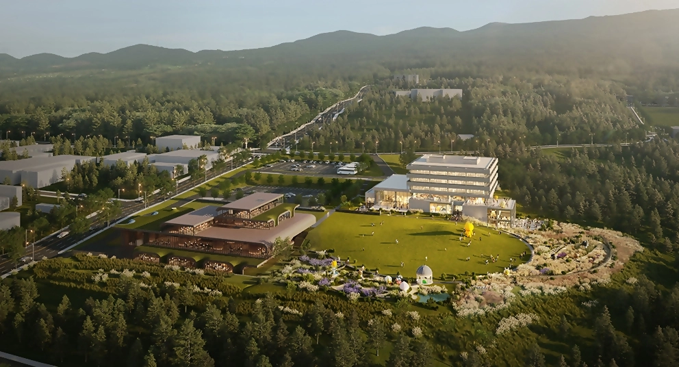 카카오는 지난달 27일 제주첨단과학기술단지 내 본사 부지에서 오피스 신축 공사를 시작했다. 사진은 오피스 2개 동 착공 B블럭 조감도. 카카오 제공