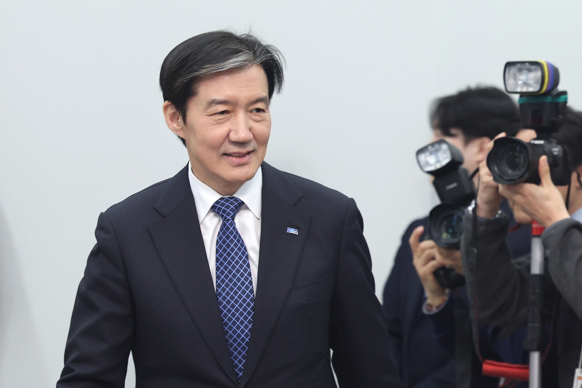 조국 조국혁신당 대표가 9일 국회에서 열린 창당 2주년 기자간담회에 참석하고 있다. 2026.3.9 뉴스1