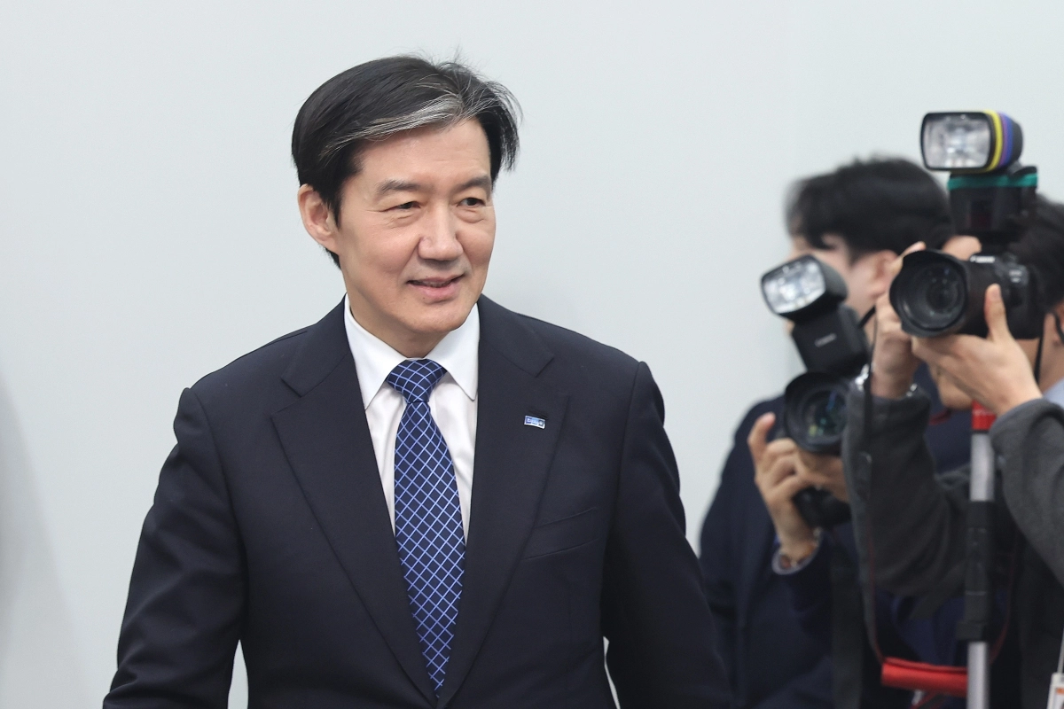 조국 조국혁신당 대표가 9일 국회에서 열린 창당 2주년 기자간담회에 참석하고 있다. 2026.3.9 뉴스1