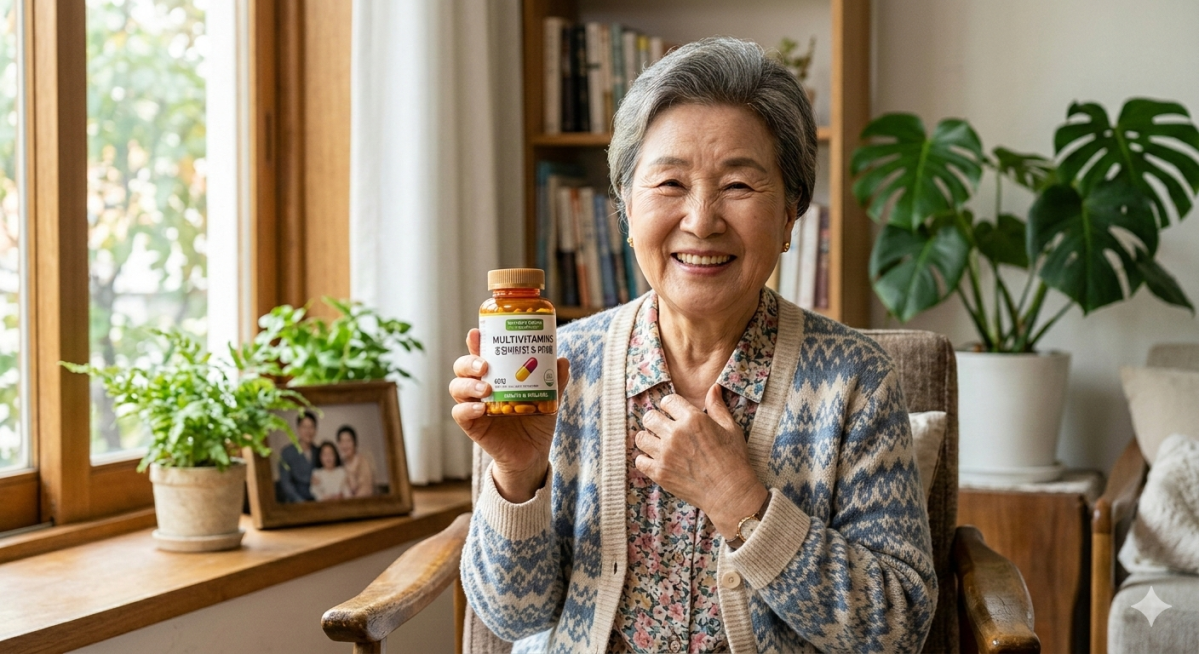 고령 성인이 종합비타민을 꾸준히 복용하면 생물학적 노화 속도를 늦출 수 있다는 연구 결과가 나왔다.  제미나이 생성 이미지