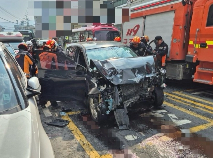 사고가 난 SUV. 연합뉴스