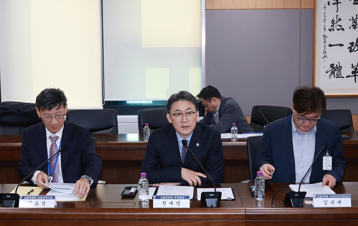 권대영 금융위원회 부위원장(가운데)이 지난 9일 서울 종로구 정부서울청사에서 개최한 제3차 금융업권 생산적 금융협의체에서 발언하고 있다. 금융위원회 제공