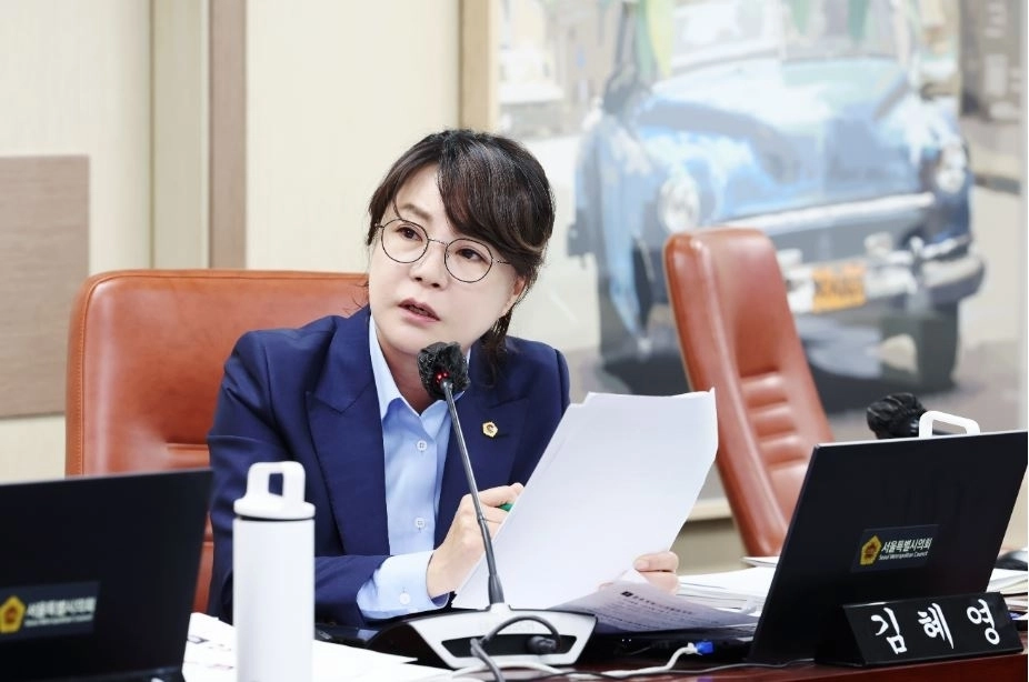9일 개최된 제334회 임시회 서울시의회 문화체육관광위원회 업무보고 회의에서 질의하는 김혜영 의원