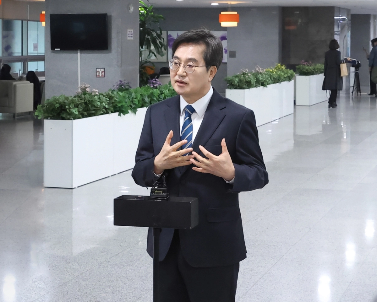 10일 김동연 경기도지사가 ‘서울 5호선 김포검단 연장사업’이 예비타당성조사 최종 통과에 대해 소감을 밝히고 있다. (경기도 제공)