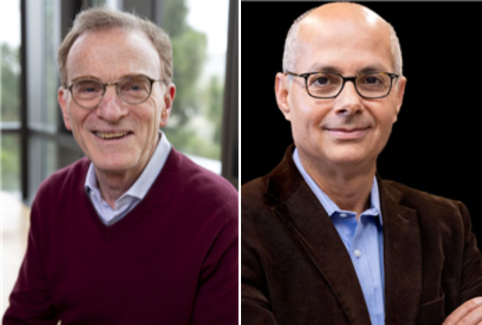 랜디 셰크먼(왼쪽) 캘리포니아대 버클리 분자생물학과 교수와 2025년 노벨 화학상 수상자인 오마르 M 야기(오른쪽) 캘리포니아대 버클리 화학과 교수