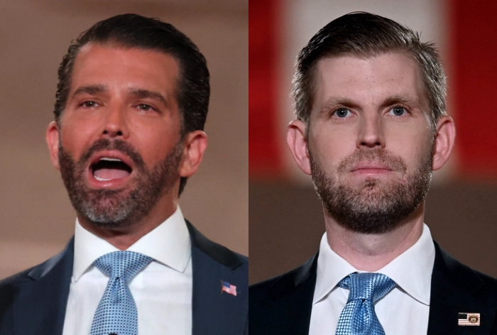 트럼프 대통령의 장남 트럼프 주니어(왼쪽)와 차남 에릭(오른쪽). EPA·AFP 연합뉴스