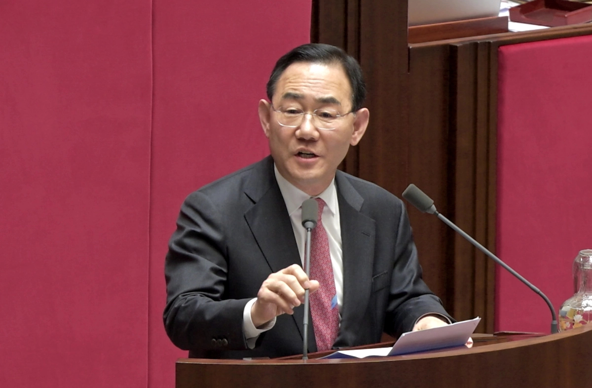 주호영 국회부의장(국민의힘·대구 수성갑)이 12일 열린 국회 본회의에서 5분 자유발언을 통해 대구·경북 행정통합 특별법 처리를 촉구하고 있다. 주호영 국회부의장실 제공