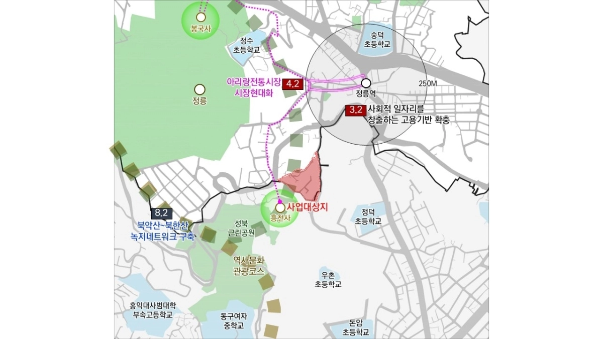 성북구 정릉동 일대 모아타운 위치도. 서울시 제공