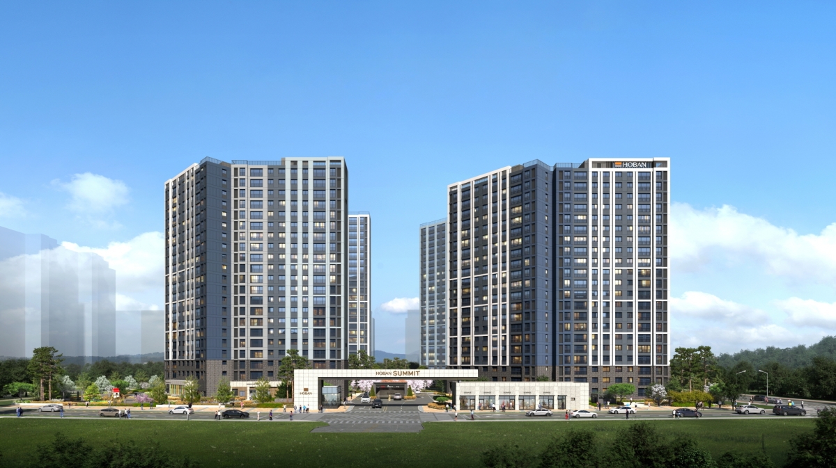 경기 시흥시 거모동 117번지 일원에 들어서는 ‘호반써밋 시흥거모 B1 블록’은 공공택지인 시흥 거모지구에서는 드문 민간 분양 단지다. 사진은 호반써밋 시흥거모 B1 블록 단지의 투시도. 호반그룹 제공