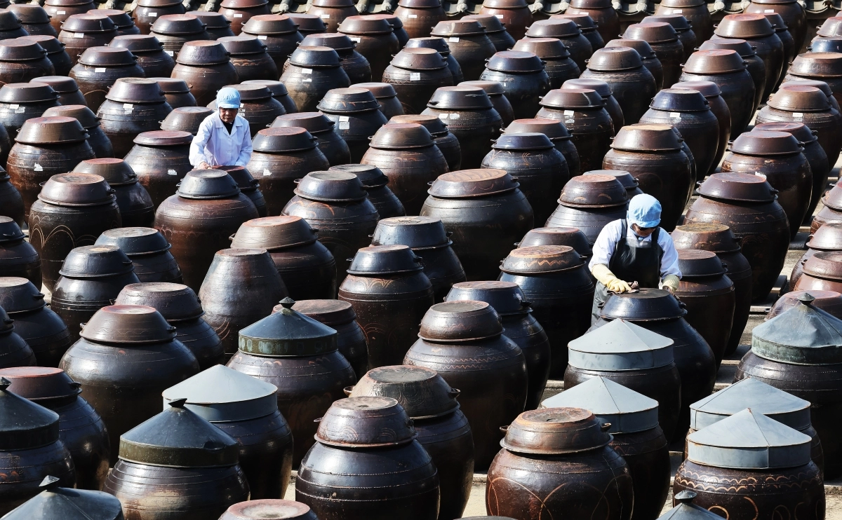 겨우내 쌓인 항아리 먼지 청소