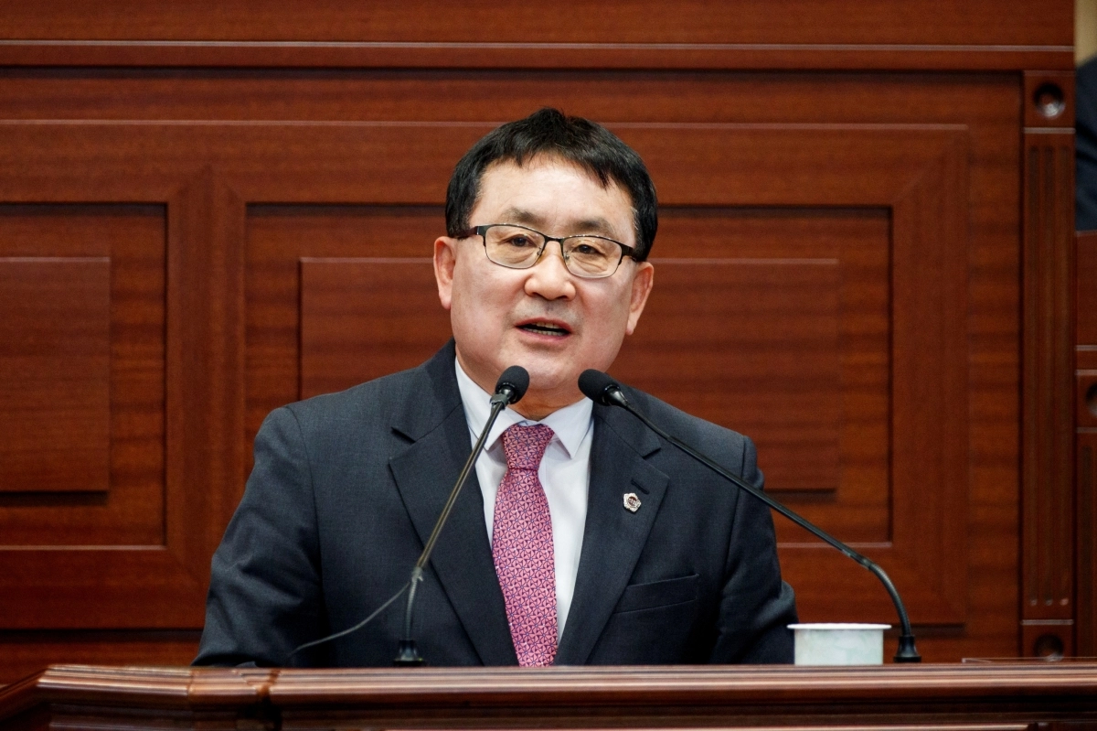 18일 열린 제361회 임시회 제1차 본회의 도정질문을 하는 임병하 의원. 경북도의회 제공