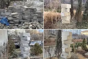 서대문구 홍은사거리 고가 하부에 이색 경관석 조형물