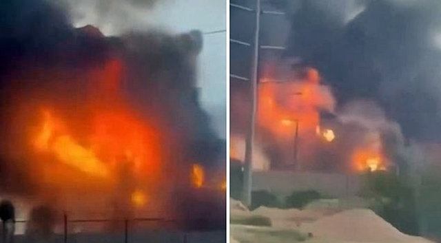 18일(현지시간) 이란 남부 사우스 파르스 가스전에서 이스라엘 공격으로 인한 화재가 발생하고 있다. 사우스파르스는 이란 가스 생산량의 70%를 담당하는 이란의 핵심 에너지 공급 인프라다. 2026.3.18 이란인터내셔널 화면