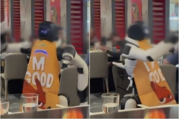 미국의 한 훠거 식당에서 춤을 추던 서빙 로봇이 갑자기 접시 등 집기를 파손하는 영상이 확산되며 논란이 일고 있다. SNS 캡처