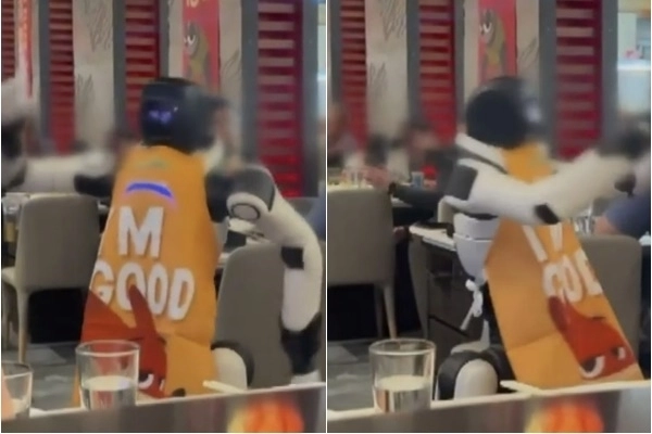 미국의 한 훠거 식당에서 춤을 추던 서빙 로봇이 갑자기 접시 등 집기를 파손하는 영상이 확산되며 논란이 일고 있다. SNS 캡처