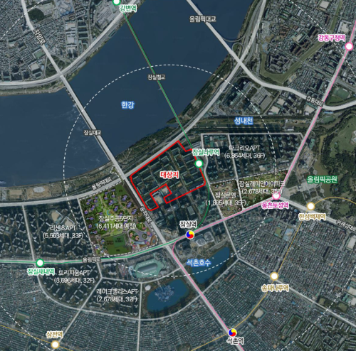 서울 송파구 장미1·2·3차아파트 위치도. 서울시 제공