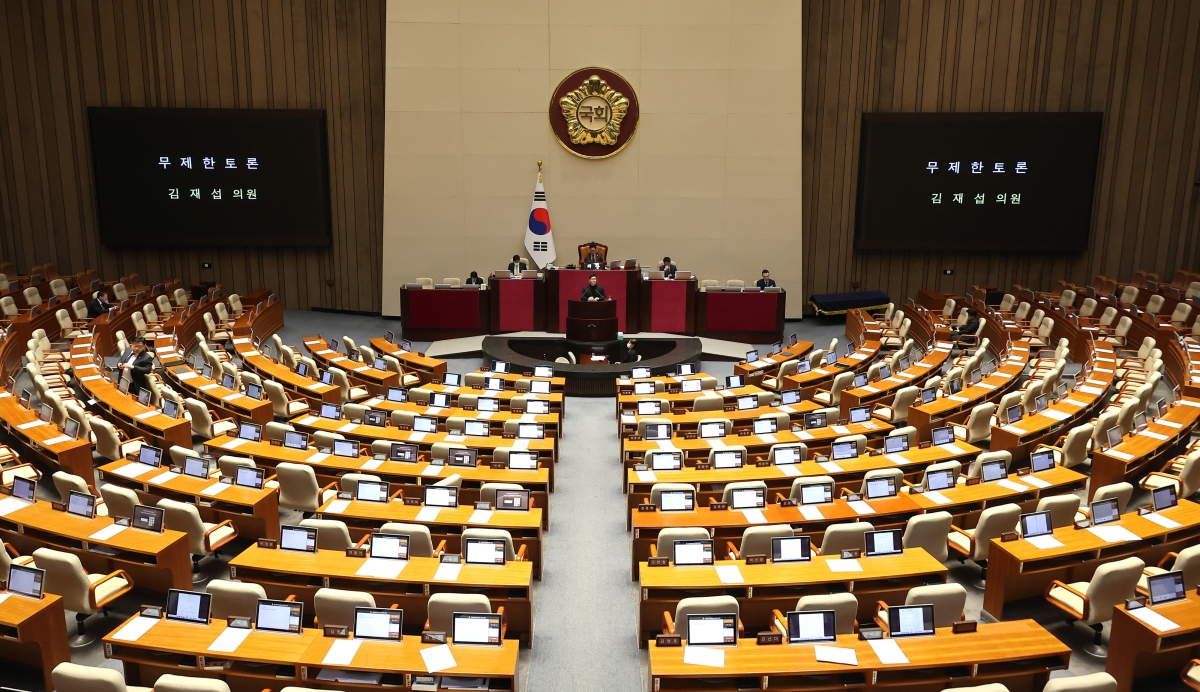 무제한 토론하는 국민의힘 김재섭 의원