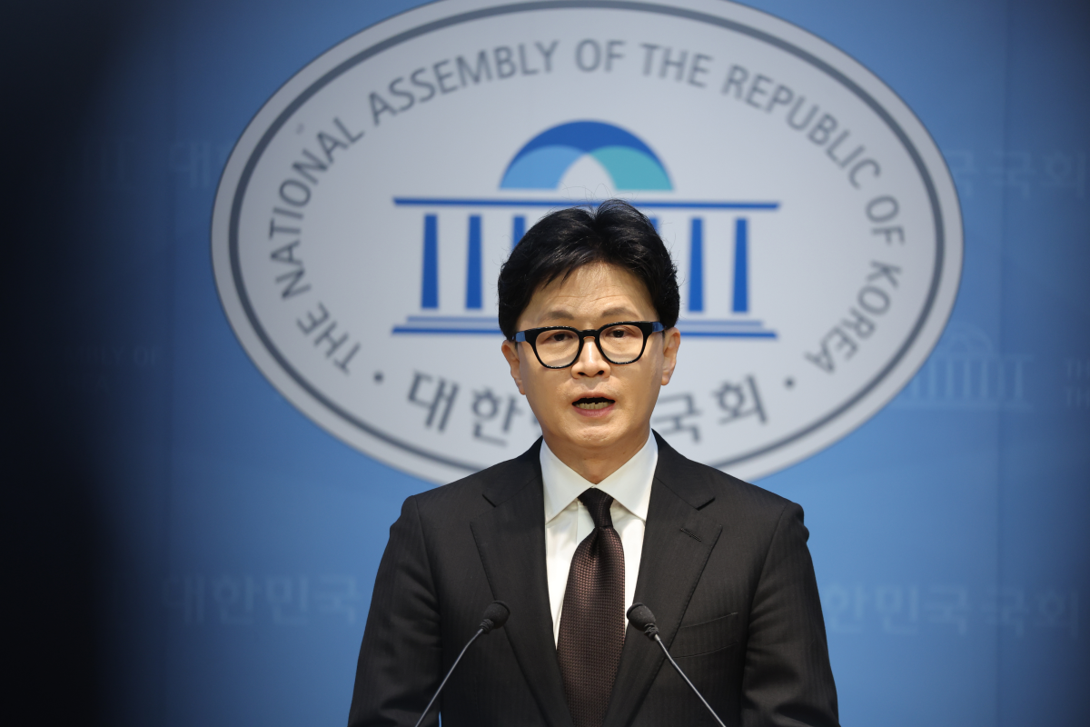 국민의힘에서 제명된 한동훈 전 대표가 29일 국회 소통관에서 제명 결정과 관련해 기자회견을 하고 있다. 연합뉴스