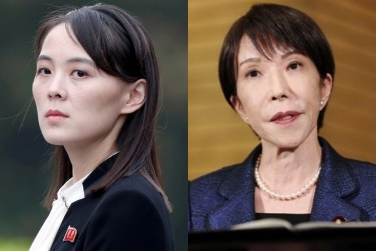 김여정(사진 왼쪽) 북한 노동당 중앙위원회 부장과 다카이치 사나에 일본 총리. 로이터·AFP 연합뉴스