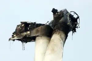 [포토] 검게 탄 풍력발전기