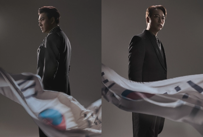 창작 뮤지컬 ‘헤이그’에서 특사단 대표 이상설을 연기하는 송일국(왼쪽)과 오만석(오른쪽). 글림아티스트 제공