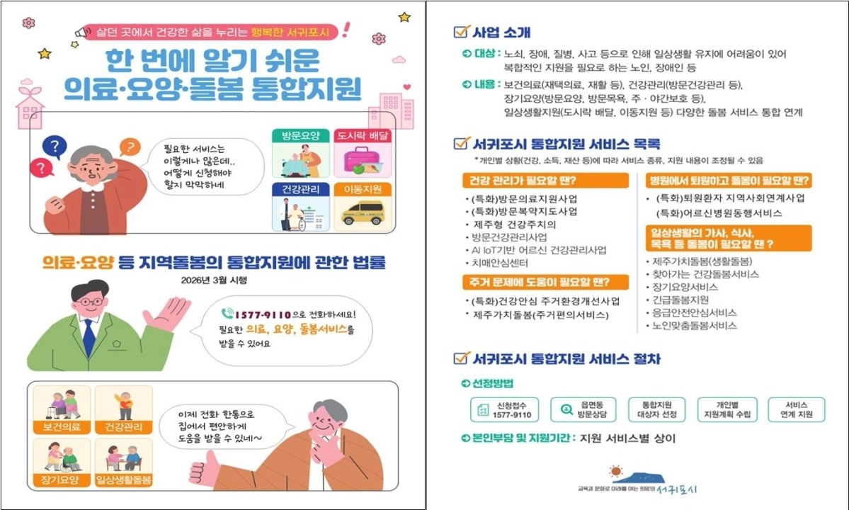 의료요양돌봄 통합지원 홍보물. 서귀포시 제공