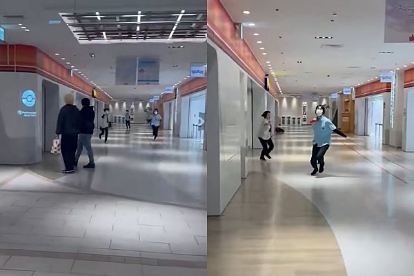 포켓몬센터 칼부림 사건에 “경찰”을 외치며 도망치는 직원들. 엑스 캡처