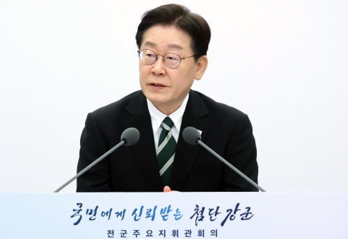 이재명 대통령이 27일 서울 국방부에서 열린 전군주요지휘관회의에서 발언하고 있다. 2026.3.27 연합뉴스