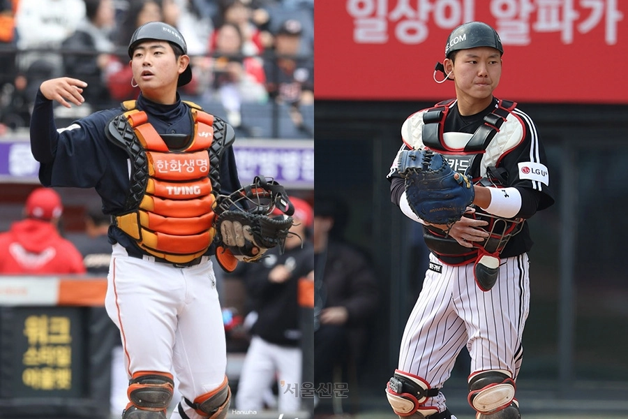 한화 이글스 허인서(왼쪽)와 LG 트윈스 이주헌. 각 구단 제공