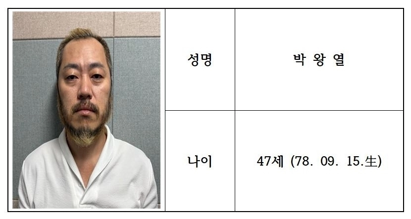 경찰이 박왕열의 신상을 공개했다. 자료 : 경기북부경찰청