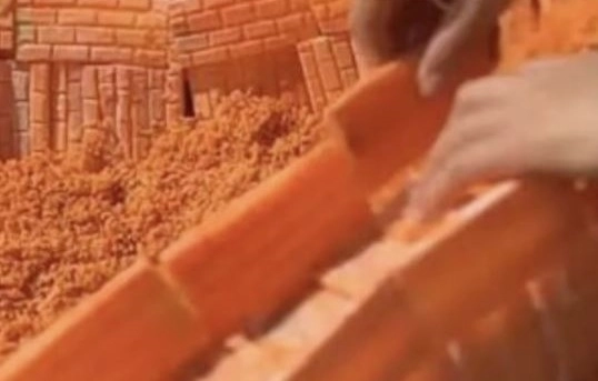 천친이 이빨로 당근을 깎아 만든 만리장성 조각품. 웨이보