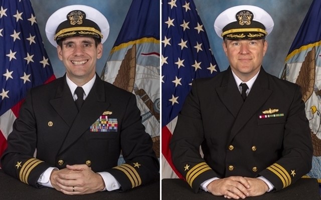 미국과 이스라엘의 대이란 군사작전 ‘장대한 분노’ 개시 첫날 발생한 이란 초등학교 오폭 사건과 관련해, 각국 주재 이란 대사관 측이 미군 장교들 신상을 까발렸다. 28일(현지시간) 남아프리카공화국 주재 이란 대사관은 공식 소셜미디어(SNS)에 “이 두 명의 범죄자를 기억하라”며 미 해군 구축함 USS 스프루언스(DDG 111·9700t급) 함장 리 R. 테이트(사진 왼쪽)와 부함장 제프리 E. 요크의 사진을 공개했다. 2026.3.28 남아공 주재 이란 대사관